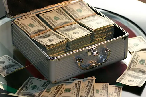 Valise remplie de billets
