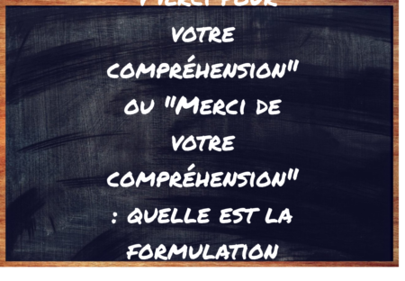 "Merci pour votre compréhension" ou "Merci de votre compréhension" ?