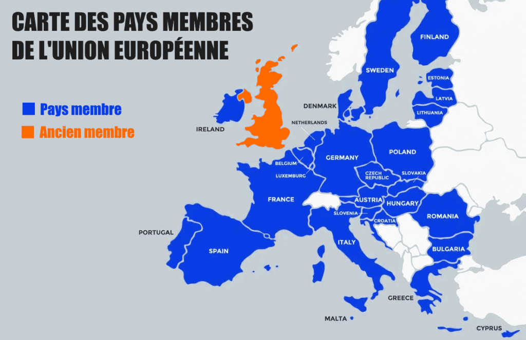carte des pays membres de l'Union Européenne