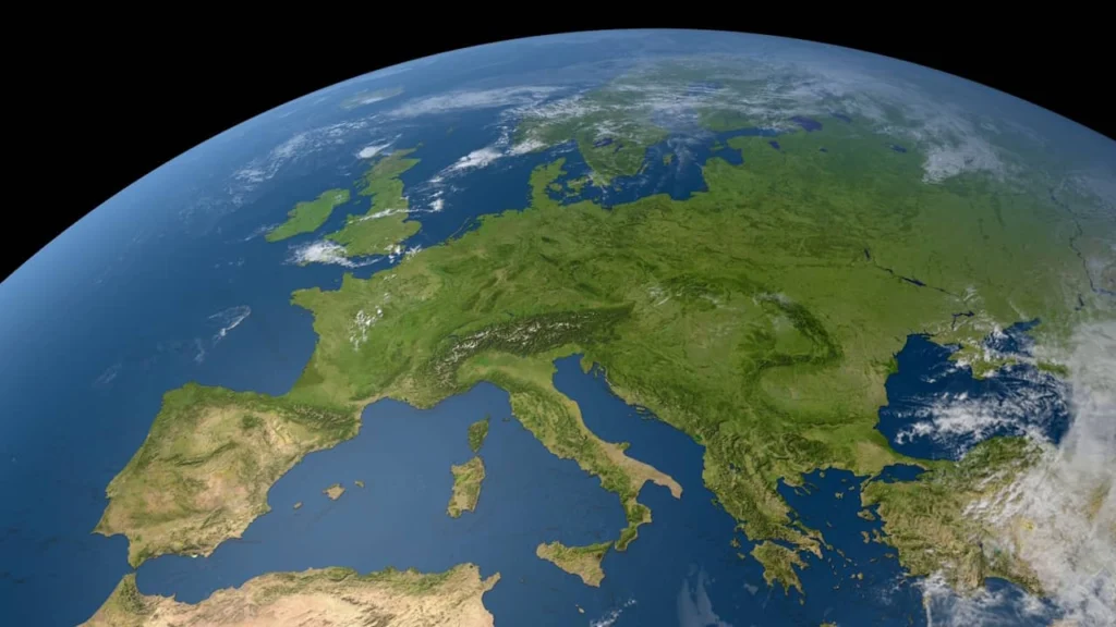 Europe carte satellite : continent européen