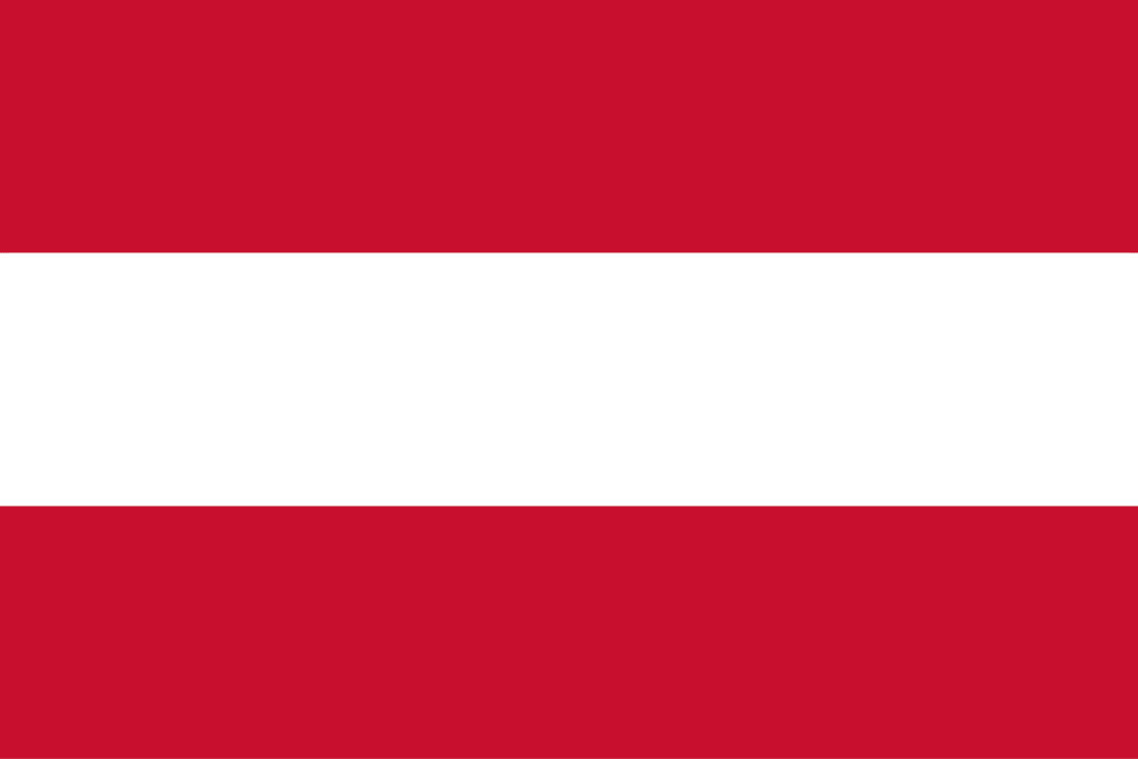 Autriche : drapeau trois bandes horizontales rouge, blanc, rouge
