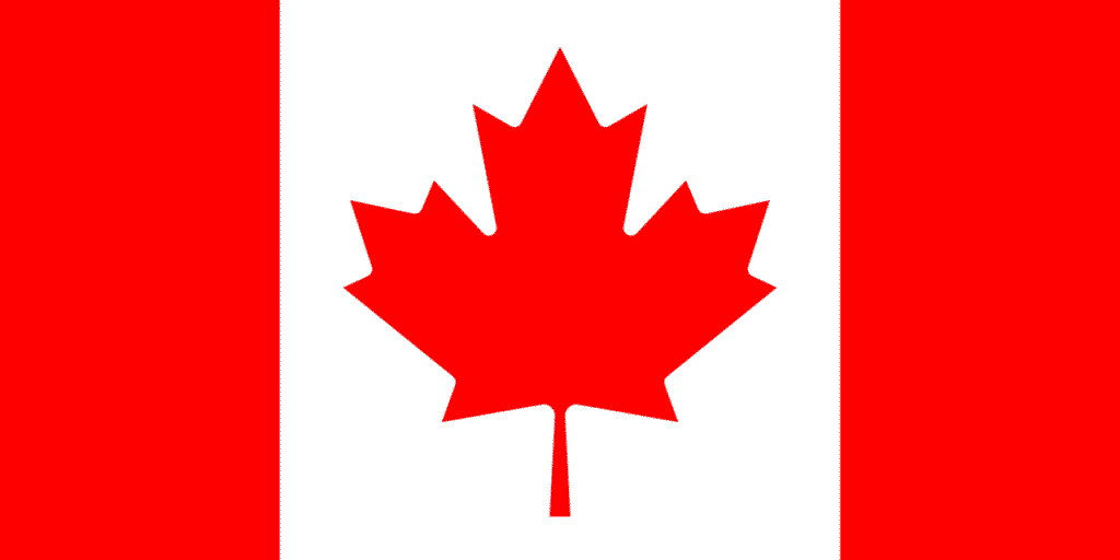 Canada : drapeau feuille d’érable rouge sur fond blanc encadré de rouge