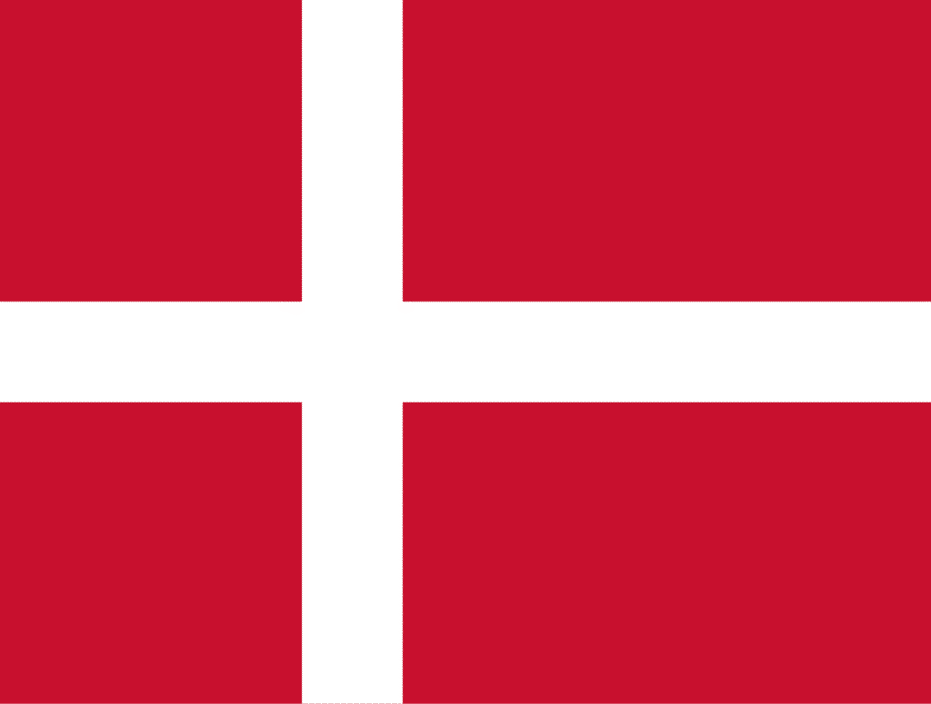 Danemark : drapeau croix blanche sur fond rouge