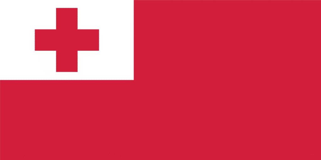 Tonga : drapeau champ rouge avec canton blanc et croix rouge