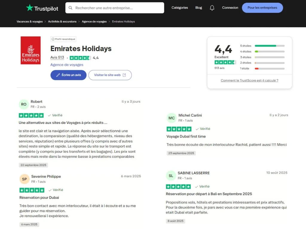 Voyage Dubaï Emirates Holidays : avis des voyageurs